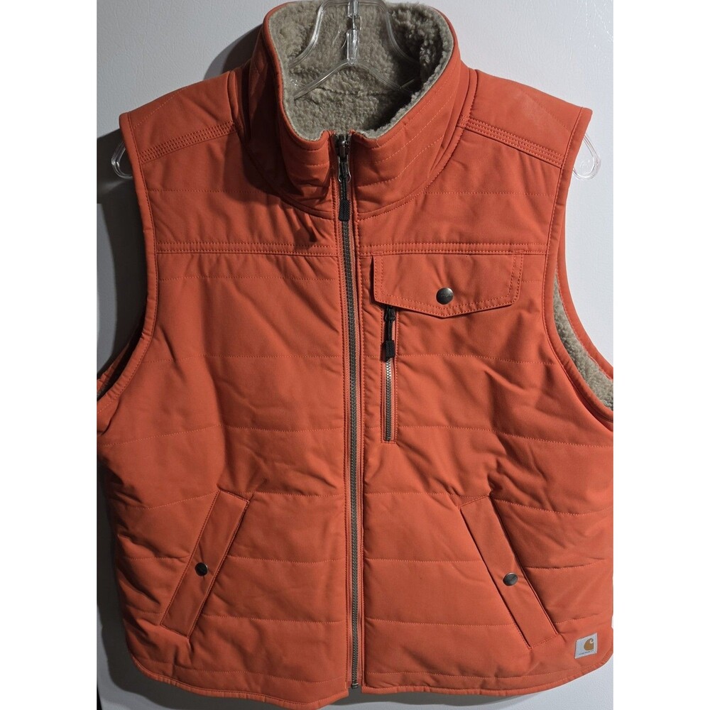 Carhartt Womens Reversible Full Zip Vest Sherpa Orange Size XL